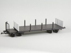 Niederbordwagen mit Rungen und Bühne, grau