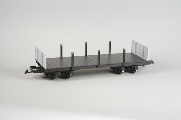 Niederbordwagen mit Rungen, grau